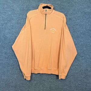 Tommy Bahama Sweater Mens XL Orange Island Zone 1/4 Zip Pullover Knit Relax
